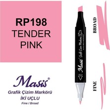 Masis Çift Uçlu Marker Grafik Çizim Kalemi 198 Yumuşak Pembe