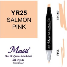 Masis Çift Uçlu Marker Grafik Çizim Kalemi 25 Somon Pembe