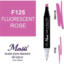 Masis Çift Uçlu Marker Grafik Çizim Kalemi 125 Floresan Gülrengi