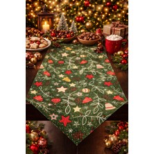 Özdağ Home Concept Yılbaşı Temalı Duck Runner | Noel Desenli Yeşil Masa Runnerı