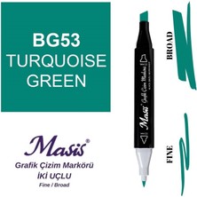 Masis Çift Uçlu Marker Grafik Çizim Kalemi 53 Turkuaz Yeşil