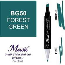 Masis Çift Uçlu Marker Grafik Çizim Kalemi 50 Orman Yeşili