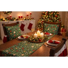 Özdağ Home Concept Yılbaşı Temalı Duck Kumaş Runner 100X40 cm & Kırlent Kılıfı 43X43 cm – Şık Masa ve Salon Dekoru