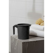 Ovio Ev Yaşam Plastik Saplı Maşrapa 1600 ml Tuvalet Banyo Plastik Su Kabı Siyah