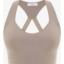 Penti Bej Wonder Yüksek Destek Sabit Kaplı A-Line Spor Sütyeni