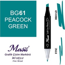 Masis Çift Uçlu Marker Grafik Çizim Kalemi 61 Tavuskuşu Yeşili