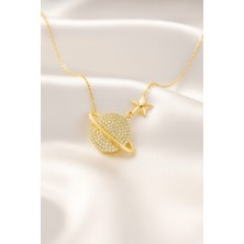 Çekirdek Jewelry 925 Ayar Gümüş Altın Kaplama Gezegen Kolye