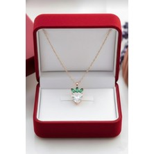 Çekirdek Jewelry 925 Ayar Gümüş Kalplı Taşlı Çilek Kolye
