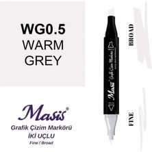 Masis Çift Uçlu Marker Grafik Çizim Kalemi Wg0.5 Sıcak Gri