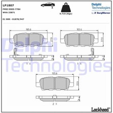 Delphi Delphı LP1807 - Arka Balata Nıssan Xtraıl 2.0-2.2dcı 01 Infınıtı FX35 3.5 03 FX45 4.5 03 Grand Vitara 2.4 09