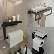Modern Metal 3'lü Raflı Banyo ve Mutfak Havlu Askılığı