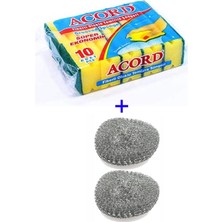 TrentCo Oluklu Bulaşık Süngeri Ekonomik Paket 10 Adet Kolay Temizlik 2 Adet Bulaşık Teli Hediye