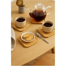 Mango Home 6'lı Bambu Kare Çay Tabağı