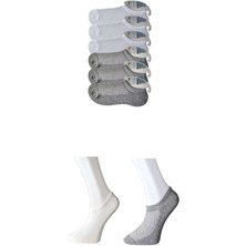 TrentCo Gri ve Beyaz Erkek Görünmez Çorap 6 Çift