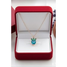 Çekirdek Jewelry 925 Ayar Gümüş Kalplı Taşlı Çilek Kolye