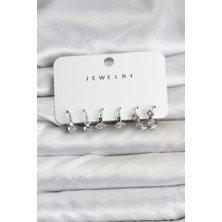 Clariss Gümüş Renk Pirinç Yıldız Modelli Kadın Küpe Seti