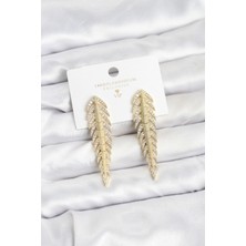 Clariss Pirinç Gold Renk Balık Sırtı Model Zirkon Taşlı Kadın Küpe