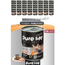 Plus 24'lü Tavuklu Yetişkin Konserve Chunk Parça Etli Yaş Mama 400 gr