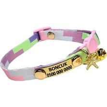 Ayz Markalama Sabit Künyeli Isimli Kedi Tasması, Güvenlik Kilitli Kedi Tasması, Isimli Kedi Tasması Zımbalı Model