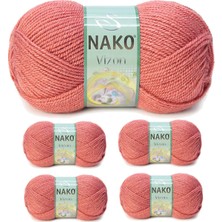 TrentCo 5 Adet Vizon Premium Akrilik El Örgü Ipi Yünü Renk NO:2574 Gül Kurusu