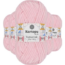 TrentCo 5 Adet Yumurcak Kadife El Örgü Ipi Bebe Pembe K768