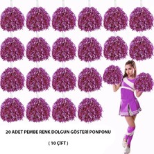 Timion 10 Çift ( 20 Adet ) Pembe Renk 23 Nisan 19 Mayıs 29 Ekim Okul Gösteri Ponponları