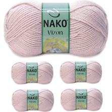 TrentCo 5 Adet Vizon Premium Akrilik El Örgü Ipi Yünü Renk NO:318 Gül Goncası