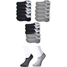 TrentCo Siyah ve Gri Erkek Görünmez Çorap 15 Çift