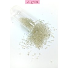 TrentCo Dökme Cam Kum Boncuk (11/0) 2 mm - 20 Gram -  Şeffaf Beyaz - BNC018