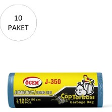 TrentCo J-350 Jumbo Boy Çöp Torbası 80 x 110 cm 10 Lu Rulo x 10 Paket = 100 Adet (Mavi)