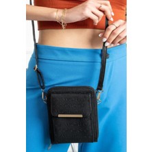 Fhd Bags Kadın Siyah Çapraz Ayarlanabilir Askılı Telefon Bölmeli Cüzdan Çanta