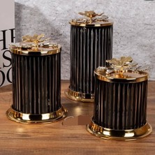 CITY gold 3'lü Lüx Cam Baharat Takımı Baharatlık Seti Kelebek Figürlü