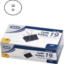 TrentCo Mas Omega Çelik Kıskaç Siyah 19 mm 12'li