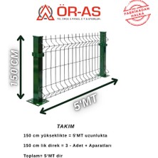 Ör-As Tel Örgü 150'lik Panel Çit Takım 5 mt + 1 Direk Avantaj Paket Yeşil Renk