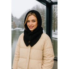 Gül Sezgin Butik Ges shop Kadın Siyah Renk Trend Model İthal Premium Kalite Ön Düğmeli Bağcıklı Balaklava Bere