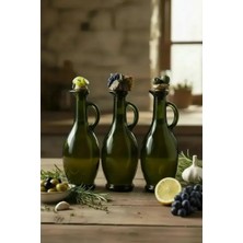 By Uzunoğlu Mantar Kapaklı Cam Yağlık - Sirkelik - Limonluk 3'lü Set