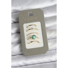 Skygo Pirinç Gold Renk 5'li Yüzük Seti - TJ-BYK3925