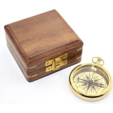 Costurera Ahşap Kutulu Pirinç Pusula