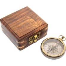 Costurera Ahşap Kutulu Pirinç Pusula