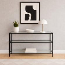 Trendmiz Aura  Şeffaf Camlı Siyah Metal Dresuar, Konsol, Tv Altı Ünitesi 100X60X33 cm