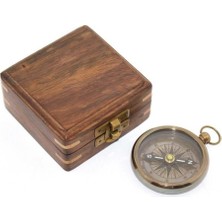 Costurera Ahşap Kutulu Pirinç Pusula