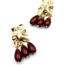 Royaleks Plaka Küpe - Bordo