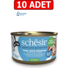 Schesir Ton Balıklı ve Levrekli Jelly Kedi Yaş Maması 85GR 10ADET Kedi Konserve Islak Mama