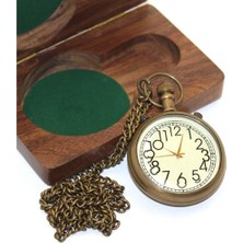 Costurera Ahşap Kutulu Pirinç Köstekli Saat