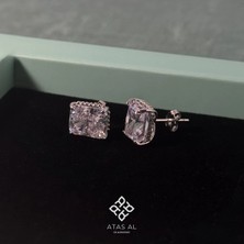 Beyaz Elmas Kesim Taş Işlemeli 925 Ayar Gümüş Küpe