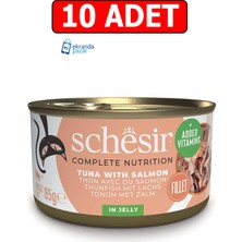 Schesir Ton Balıklı ve Somonlu Jelly Kedi Yaş Maması 85GR 10ADET Kedi Konserve Islak Mama