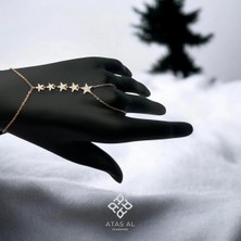 Yıldız Taşları Rose Gold Taş Dizim Şahmeran Altın Kaplama 925 Ayar Gümüş