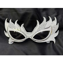 Costurera Taşlı Göz Kamaştıran Gecenin Yıldızı Beyaz Parti Alev Gözlük