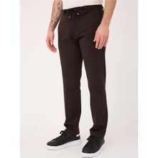 Kahverengi Jogger Comfortable Esnek Ipli Interlock Örme Regular Fit Pantolon