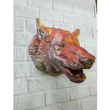 SHN Dekoratif Altın Gold Kurt Duvar Heykeli Asılabilir Hediyelik 25X19 cm